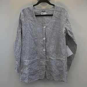 Flax Petite Linen Floral Embroidered Cardigan NWT